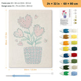 Heart Flower Pot punch needle kit, 24 × 32 in (60 × 80 cm): canvas size and kit contents