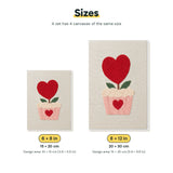 Size chart for the two mini canvas sizes: 6 x 8 in and 8 x 12 in