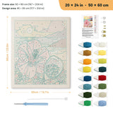 Hibiscus Beach punch needle kit, 20 × 24 in (50 × 60 cm): canvas size and kit contents