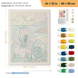 Hibiscus Beach punch needle kit, 24 × 32 in (60 × 80 cm): canvas size and kit contents