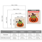 Size chart for square punch needle kits from 30 x 30 cm to 60 x 60 cm