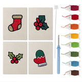 Holly and Mitten mini punch needle kit set: four finished canvases with threads, punch needle and threader