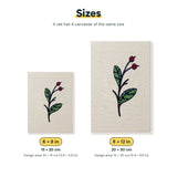 Size chart for the two mini canvas sizes: 6 x 8 in and 8 x 12 in