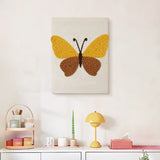 Finished Honey Brown Butterfly punch needle canvas on a wall