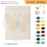 Honey Brown Butterfly punch needle kit, 24 × 32 in (60 × 80 cm): canvas size and kit contents