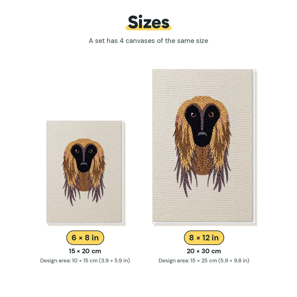 Size chart for the two mini canvas sizes: 6 x 8 in and 8 x 12 in