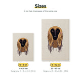 Size chart for the two mini canvas sizes: 6 x 8 in and 8 x 12 in