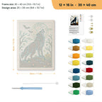 Howling Wolf punch needle kit, 12 × 16 in (30 × 40 cm): canvas size and kit contents