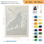 Howling Wolf punch needle kit, 24 × 32 in (60 × 80 cm): canvas size and kit contents
