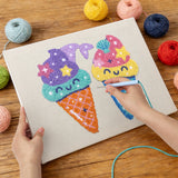 Punching the Ice Cream Buddies design with the punch needle