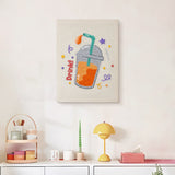 Finished Iced Orange Drink punch needle canvas on a wall