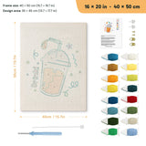 Iced Orange Drink punch needle kit, 16 × 20 in (40 × 50 cm): canvas size and kit contents