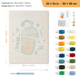 Iced Orange Drink punch needle kit, 20 × 24 in (50 × 60 cm): canvas size and kit contents