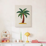 Finished Island Palm punch needle canvas on a wall