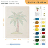 Island Palm punch needle kit, 20 × 24 in (50 × 60 cm): canvas size and kit contents