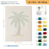 Island Palm punch needle kit, 24 × 32 in (60 × 80 cm): canvas size and kit contents