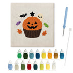 Jack-o'-Lantern Cupcake punch needle kit: finished canvas with threads, punch needle and threader