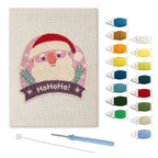 Jolly Santa Badge punch needle kit: finished canvas with threads, punch needle and threader