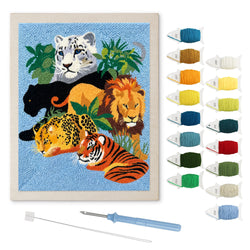 Jungle Big Cats punch needle kit: finished canvas with threads, punch needle and threader