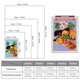 Size chart for punch needle kits from 20 x 30 cm to 60 x 80 cm