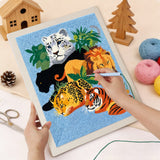 Punching the Jungle Big Cats design with the punch needle
