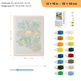 Jungle Big Cats punch needle kit, 12 × 16 in (30 × 40 cm): canvas size and kit contents
