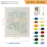 Jungle Big Cats punch needle kit, 20 × 24 in (50 × 60 cm): canvas size and kit contents