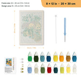 Jungle Big Cats punch needle kit, 8 × 12 in (20 × 30 cm): canvas size and kit contents
