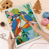 Punching the Kingfisher Pair design with the punch needle