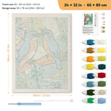 Kingfisher Pair punch needle kit, 24 × 32 in (60 × 80 cm): canvas size and kit contents