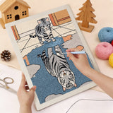 Punching the Kitten and Tiger design with the punch needle