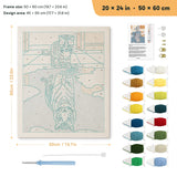Kitten and Tiger punch needle kit, 20 × 24 in (50 × 60 cm): canvas size and kit contents