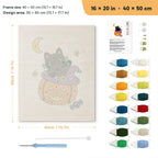 Kitten on a Pumpkin Hat punch needle kit, 16 × 20 in (40 × 50 cm): canvas size and kit contents