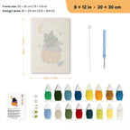 Kitten on a Pumpkin Hat punch needle kit, 8 × 12 in (20 × 30 cm): canvas size and kit contents