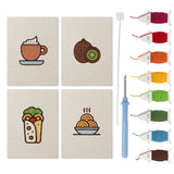 Kiwi Coffee Break mini punch needle kit set: four finished canvases with threads, punch needle and threader