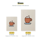 Size chart for the two mini canvas sizes: 6 x 8 in and 8 x 12 in