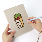 Punching a Kiwi Coffee Break mini canvas with the punch needle