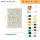 Knit Hat Squirrels punch needle kit, 12 × 16 in (30 × 40 cm): canvas size and kit contents