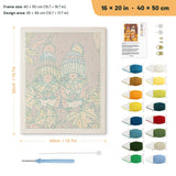 Knit Hat Squirrels punch needle kit, 16 × 20 in (40 × 50 cm): canvas size and kit contents