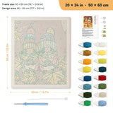 Knit Hat Squirrels punch needle kit, 20 × 24 in (50 × 60 cm): canvas size and kit contents