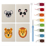 Koala and Panda mini punch needle kit set: four finished canvases with threads, punch needle and threader