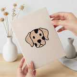 Hand holding a finished Labrador and Shepherd mini canvas