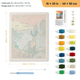 Lakeside Deer punch needle kit, 16 × 20 in (40 × 50 cm): canvas size and kit contents