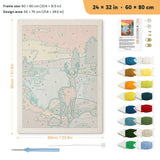 Lakeside Deer punch needle kit, 24 × 32 in (60 × 80 cm): canvas size and kit contents