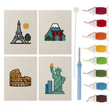 Landmark Postcards mini punch needle kit set: four finished canvases with threads, punch needle and threader