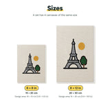 Size chart for the two mini canvas sizes: 6 x 8 in and 8 x 12 in