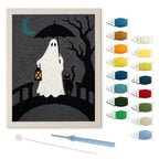 Lantern Bridge Ghost punch needle kit: finished canvas with threads, punch needle and threader