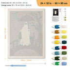 Lantern Bridge Ghost punch needle kit, 24 × 32 in (60 × 80 cm): canvas size and kit contents