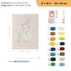 Lantern Goose punch needle kit, 12 × 16 in (30 × 40 cm): canvas size and kit contents