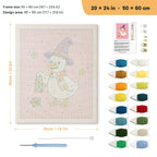 Lantern Goose punch needle kit, 20 × 24 in (50 × 60 cm): canvas size and kit contents
